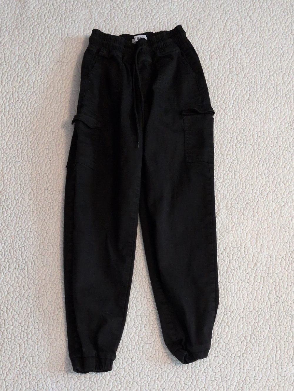 Telepatia Cargo Jogger Style Elastic Drawstring Waist Cotton Blend Pants Baggy